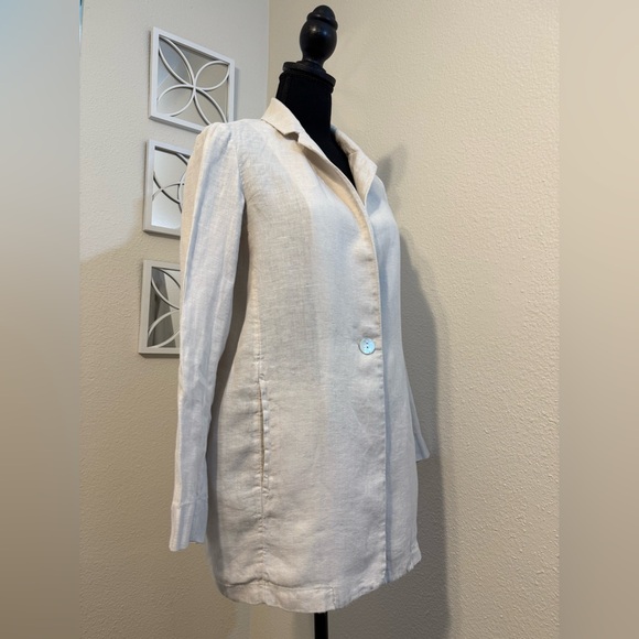 H by Halston Cream Linen Single Button Blazer Size S - Picture 1 of 9